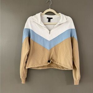 Forever 21 crop shirt. White, blue, brown size small